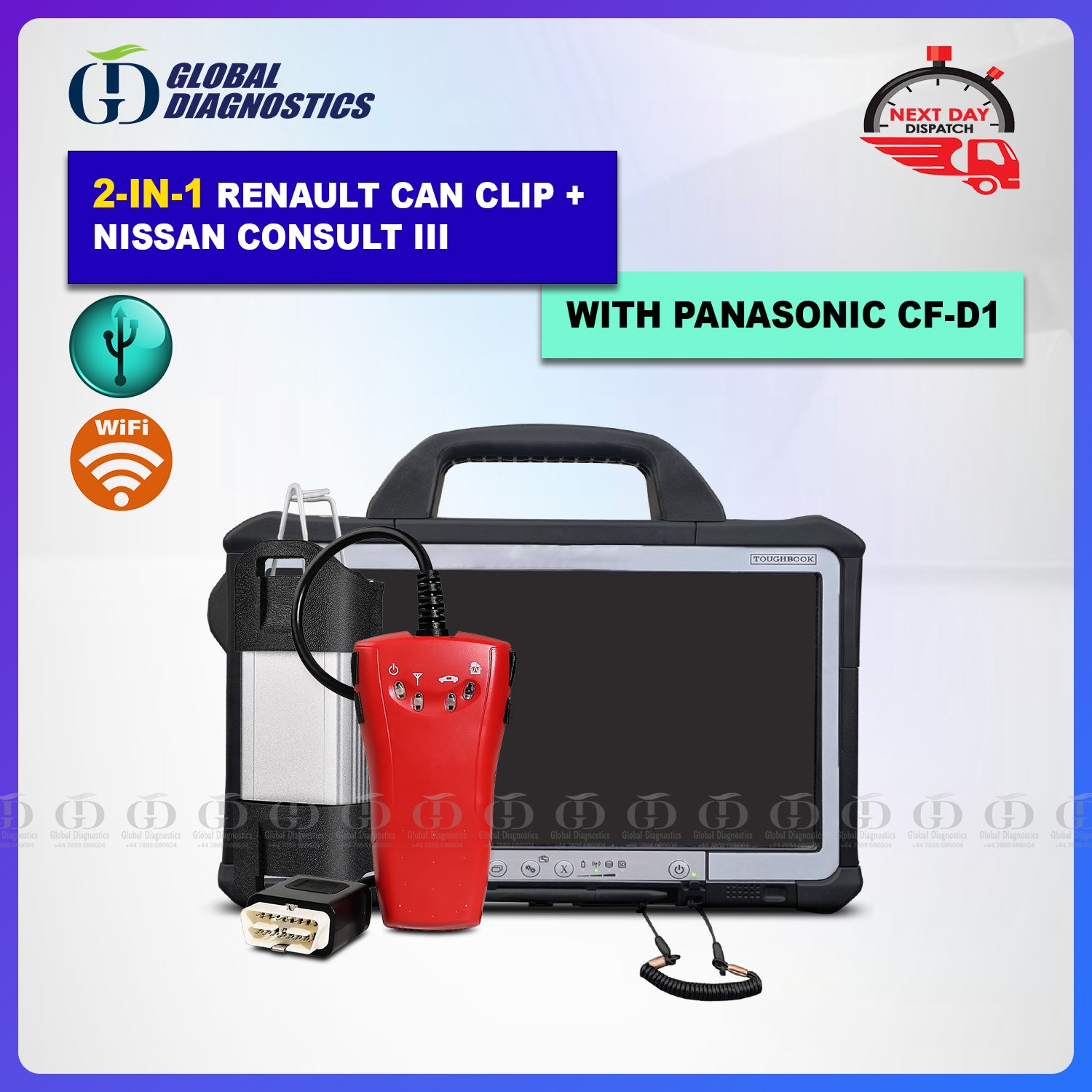 2 in 1 Diagnostic Tool For Renault CAN Clip V172 Consult 3 III Nissan  Scanner Auto Self-diagnostic Tool Car Vehicle Repair